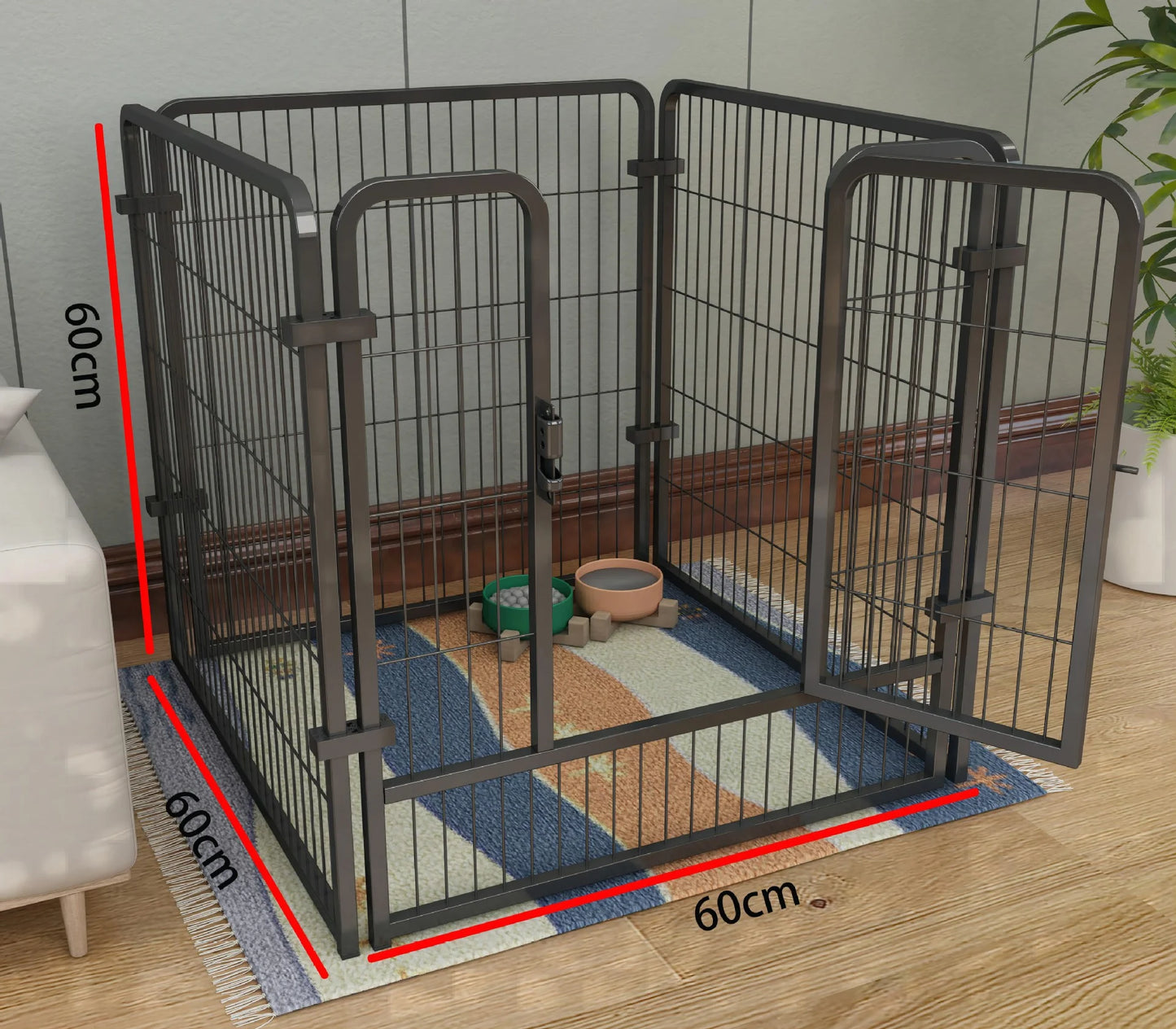 4/6 Panels Dog Fence Playpen Foldable Puppy Exercise Kennel Teddy Animal Escape Barrier Heavy Duty Cage for Dog Cat Rabbit Pet