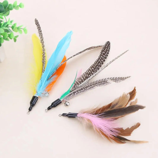 5pcs Interactive Funny Cat Stick Colorful Feather Cat Game Wand Exquisite Portable Creative Novelty Replacement Pet Cat Supplies