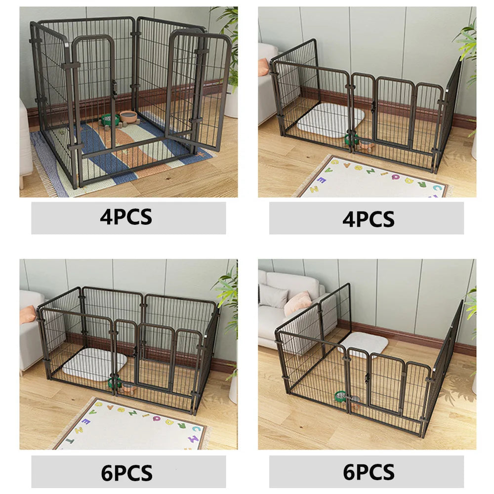4/6 Panels Dog Fence Playpen Foldable Puppy Exercise Kennel Teddy Animal Escape Barrier Heavy Duty Cage for Dog Cat Rabbit Pet