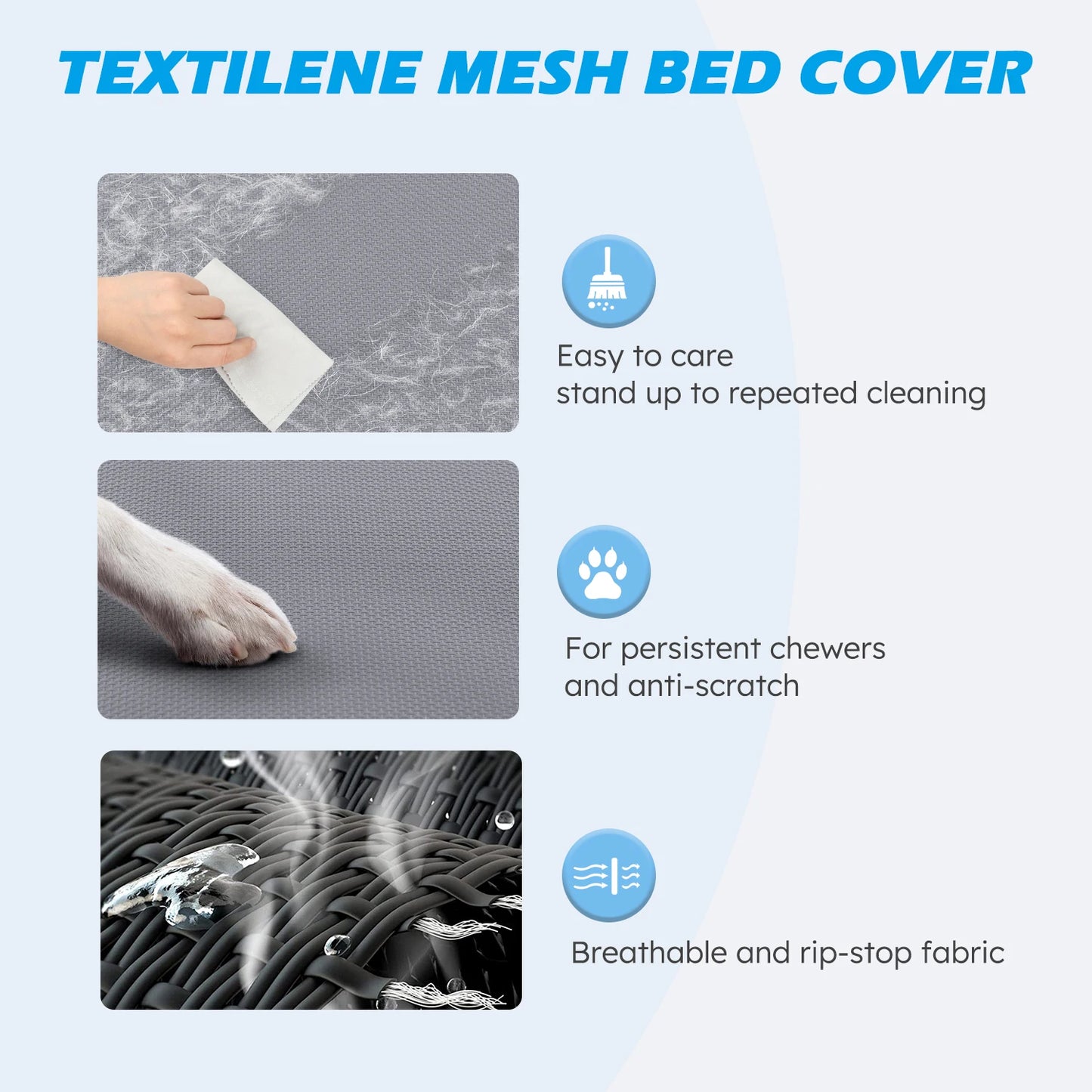 Elevated Dog Bed, Cooling Raised Pet Cot with Chew Proof Washable Breathable Mesh and Metal Frame, Portable Dog Cot Bed