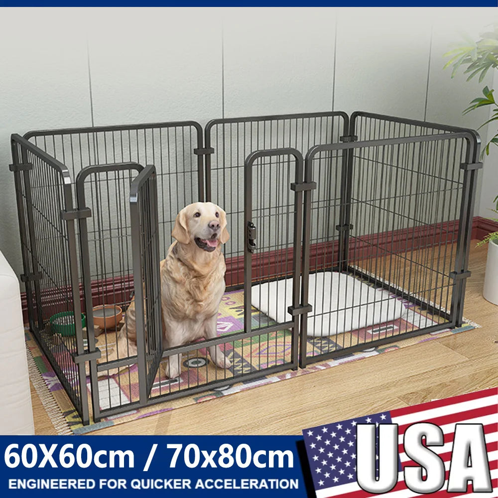 4/6 Panels Dog Fence Playpen Foldable Puppy Exercise Kennel Teddy Animal Escape Barrier Heavy Duty Cage for Dog Cat Rabbit Pet