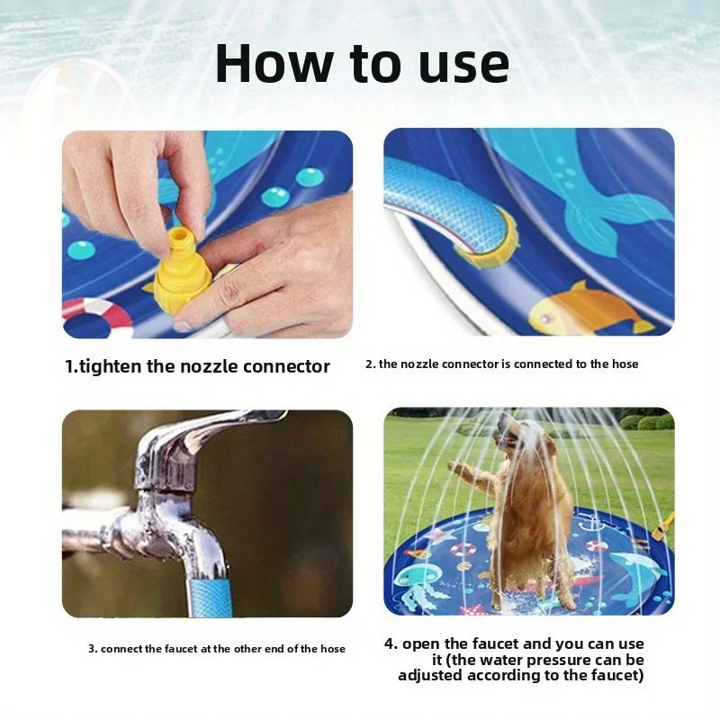 100cm outdoor Summer Pet Swimming Pool Inflatable Water Sprinkler Pad Play Cooling Mat Outdoor Interactive Fountain Toy for Dogs