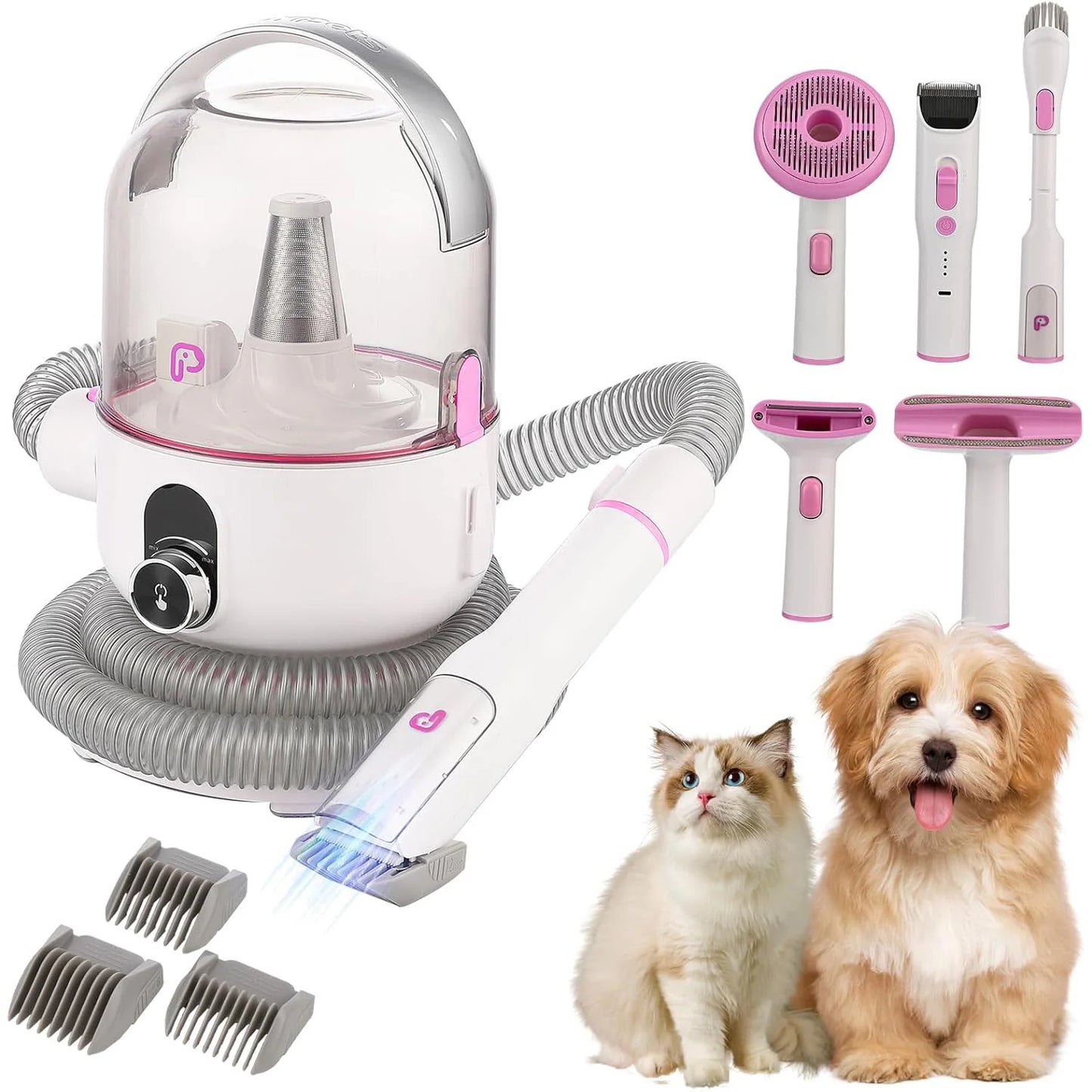 Pet Grooming Kit with 2L Vacuum Suction 99% Pet Hair, Professional Quiet Dog Grooming Vacuum Kit with 5 Grooming Tools For Pets