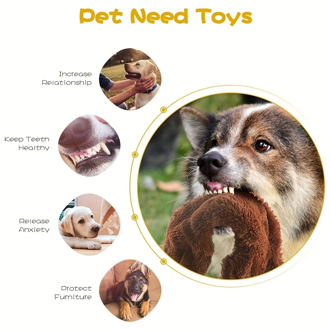 Squeaky Plush Dog Toy - Durable Chew for Small to Large Breeds, Interactive Teething Play, Ideal Birthday Gift