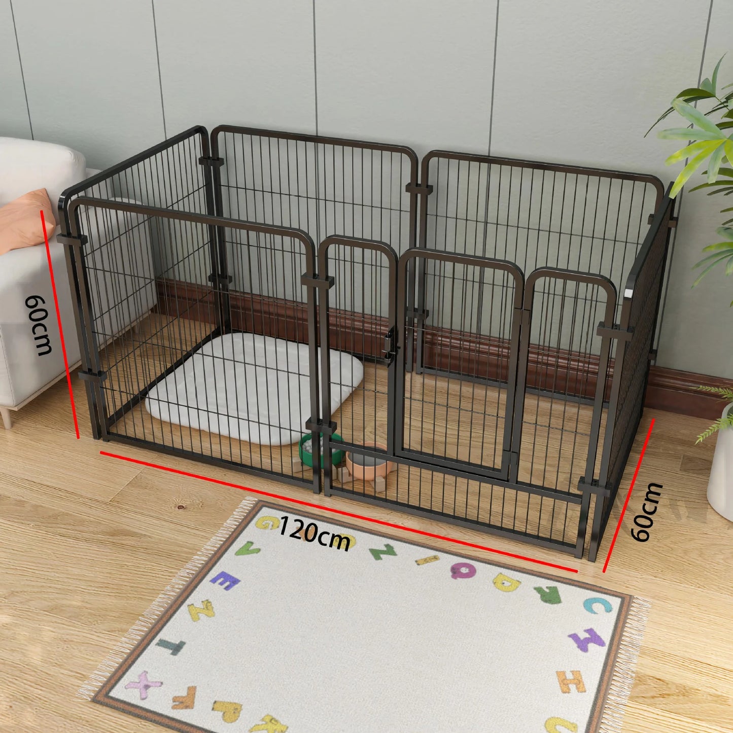 4/6 Panels Dog Fence Playpen Foldable Puppy Exercise Kennel Teddy Animal Escape Barrier Heavy Duty Cage for Dog Cat Rabbit Pet