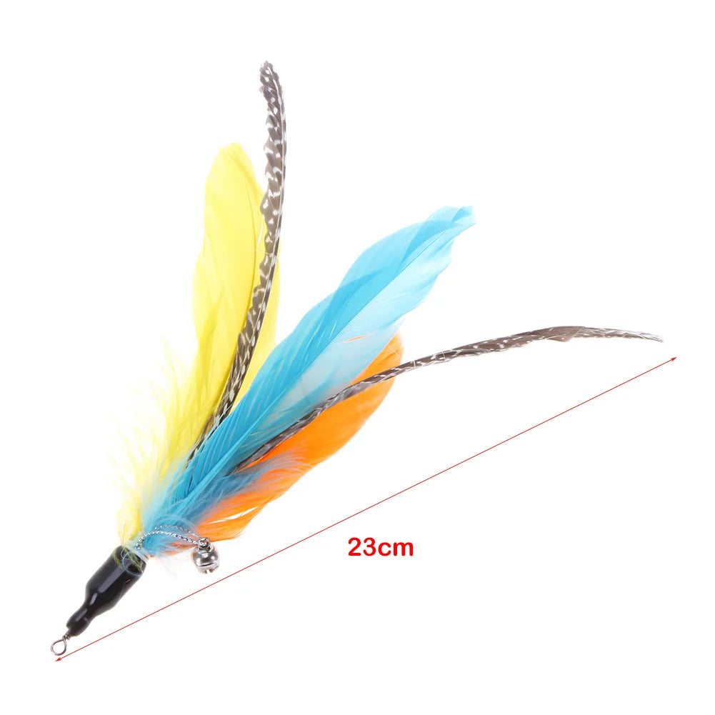 5pcs Interactive Funny Cat Stick Colorful Feather Cat Game Wand Exquisite Portable Creative Novelty Replacement Pet Cat Supplies