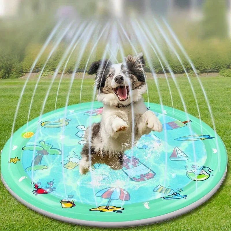 100cm outdoor Summer Pet Swimming Pool Inflatable Water Sprinkler Pad Play Cooling Mat Outdoor Interactive Fountain Toy for Dogs
