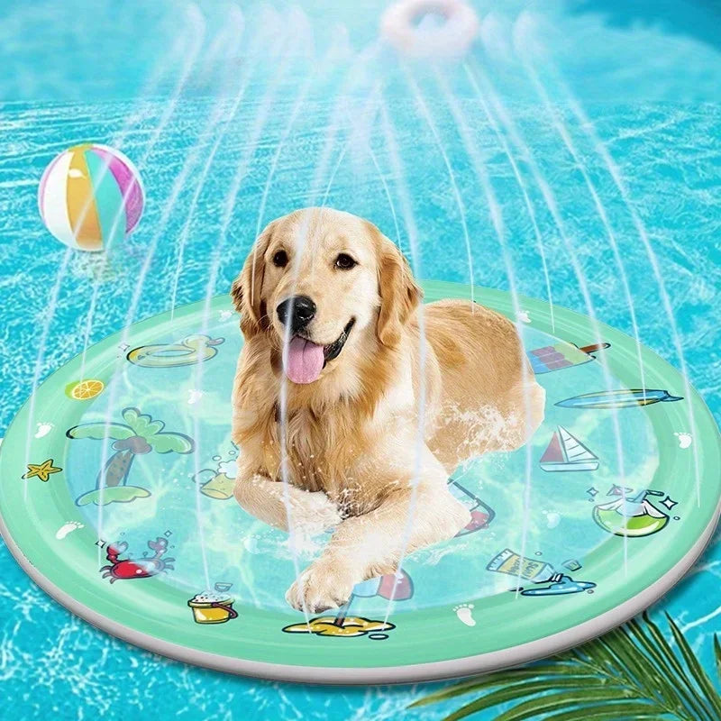 100cm outdoor Summer Pet Swimming Pool Inflatable Water Sprinkler Pad Play Cooling Mat Outdoor Interactive Fountain Toy for Dogs