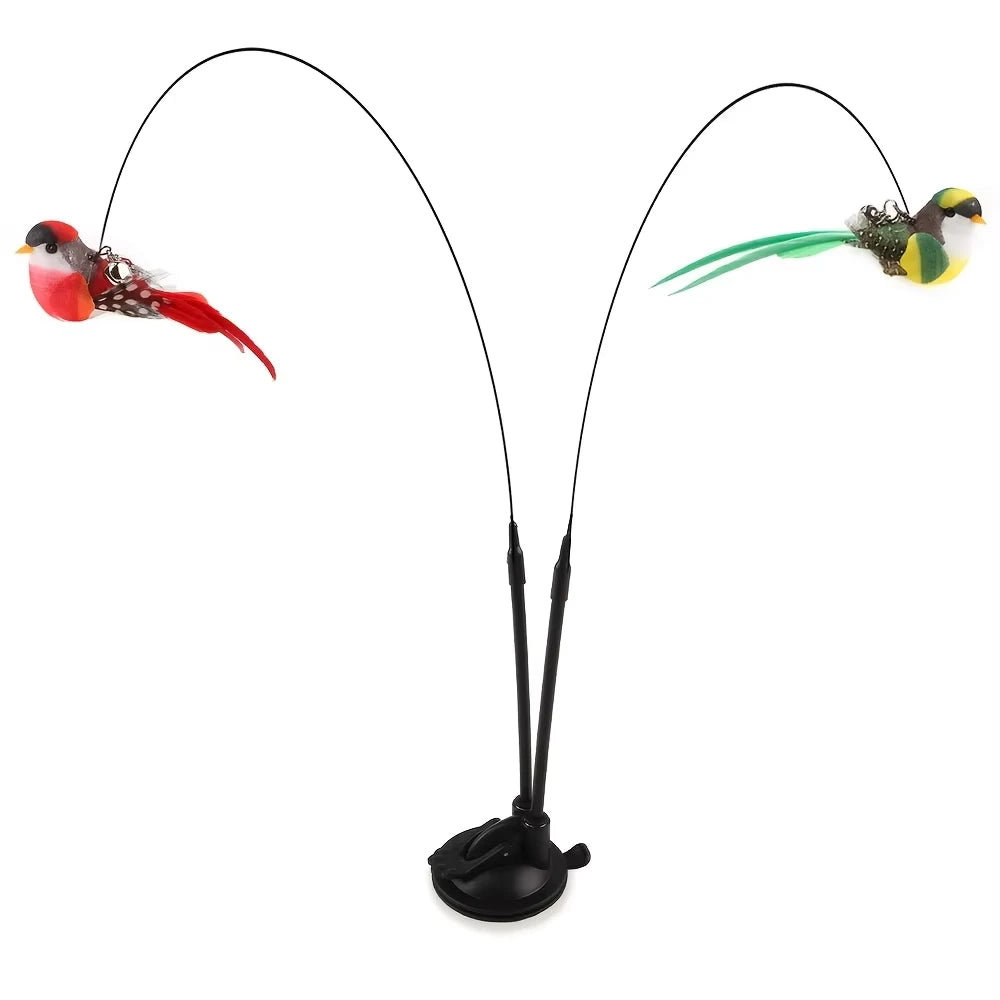 Interactive Cat Wand - Non-slip suction cup base and double-locking grip design, no batteries required, suitable for indoor and
